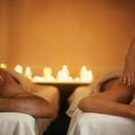 Enjoying a mutual massage. Shot of a mature couple enjoying a relaxing massage.